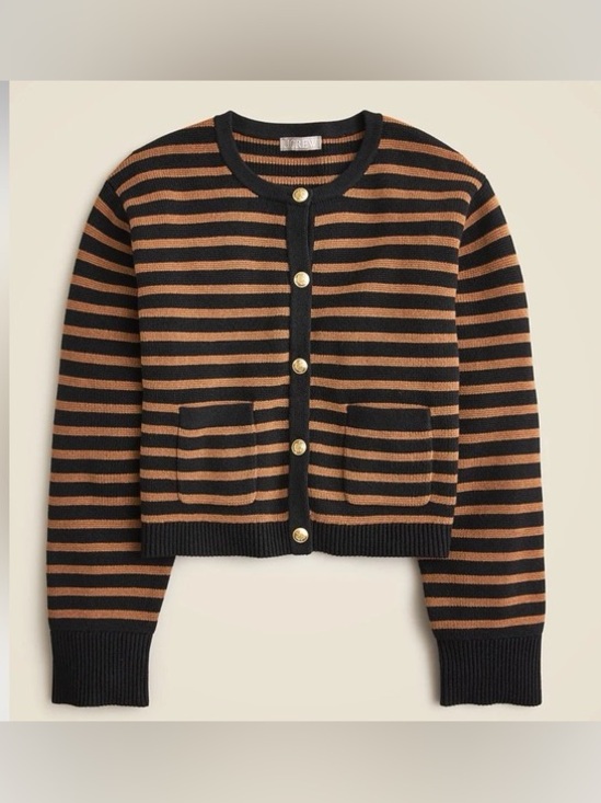 J. Crew Sweaters - J Crew black/brown striped Emilie cardigan Lady Jacket